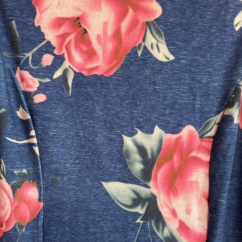 Blue floral short dress with pockets